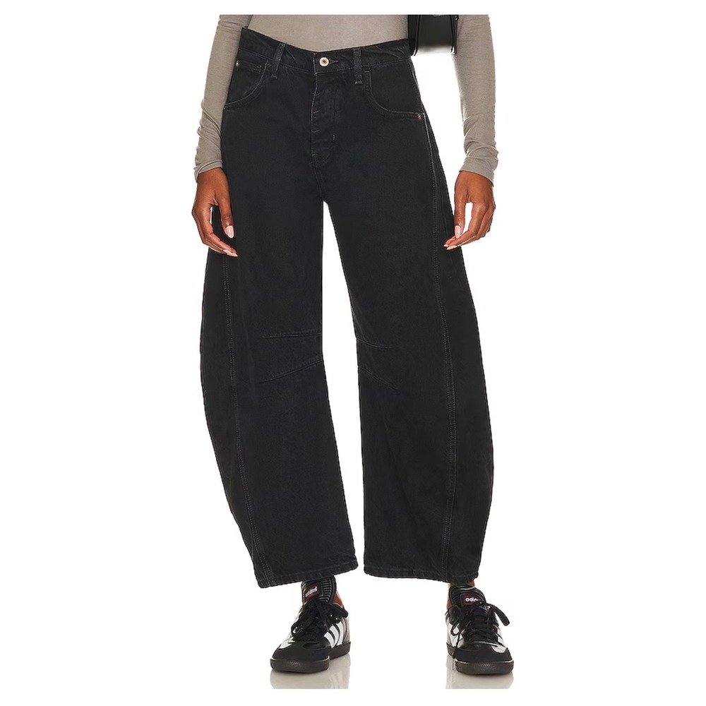 We The Free Free People Good Luck Mid-Rise Barrel Jeans Black 27